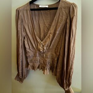 Mustard seed Pink Smocked Ruffled Blouse